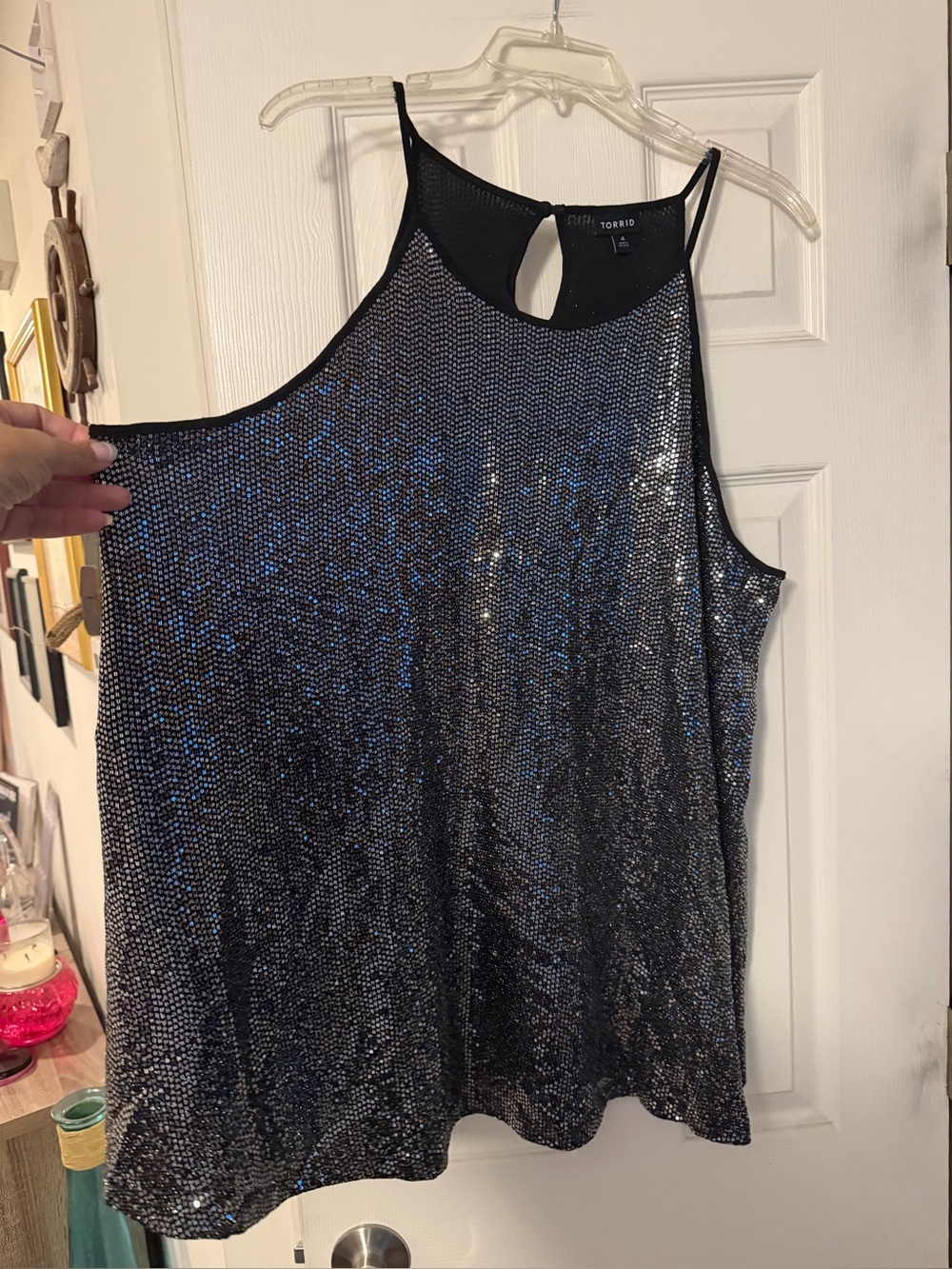 Torrid Black Sequin Halter Camisole